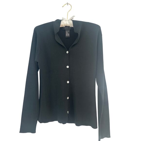 August silk cardigan button up sweater top sz M - Picture 1 of 9